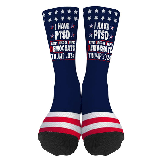 Colorful Fancy Crazy Design PTSD Awareness Socks