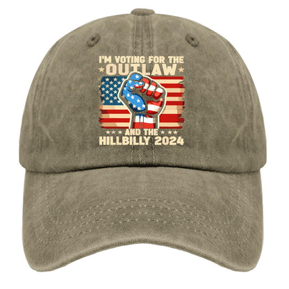 Outlaw & Hillbilly 2024 US Flag Cap - Funny Trucker Hat