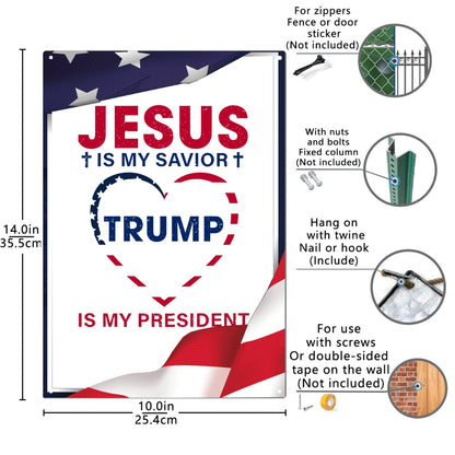 Jesus Savior Trump President Metal Retro Wall Decor.