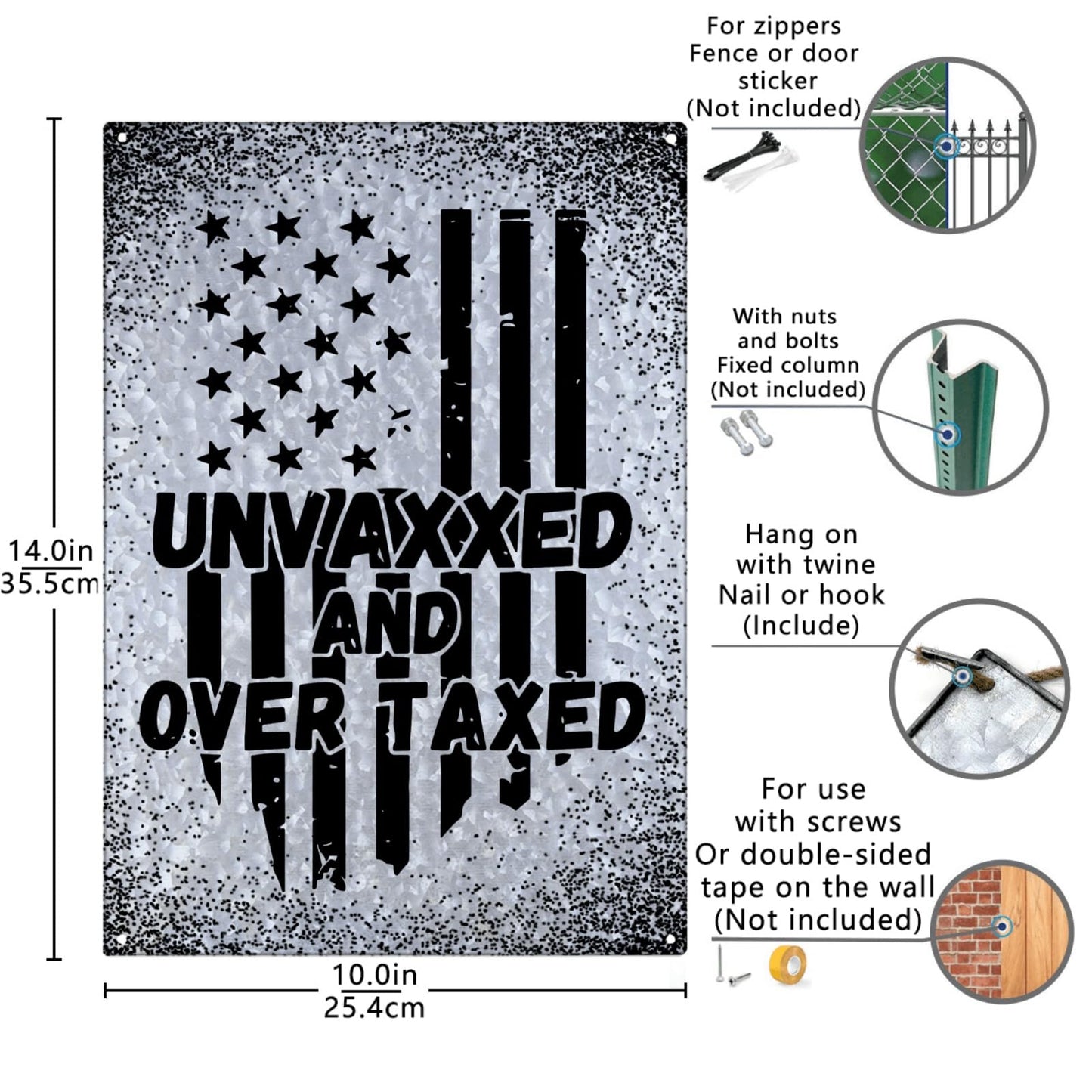 Unvaxed And Overtaxed Galvanized Tin Signs Funny Home Decor For Outdoor Bar One Size