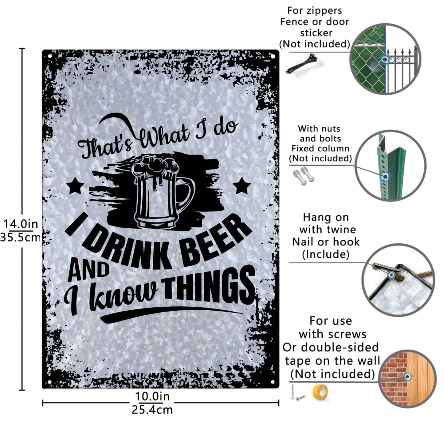 That's What I Do I Drink Beer And I Know Things Galvanized Metal Sign Wall Decor For Room One Size