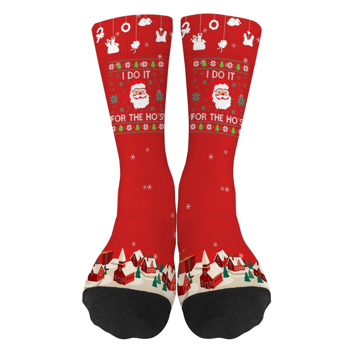 Inappropriate Christmas Santa Socks for Women - Fancy Crazy Design