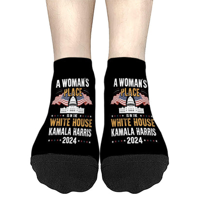 President Feminist White Crew Athletic Socks for Women