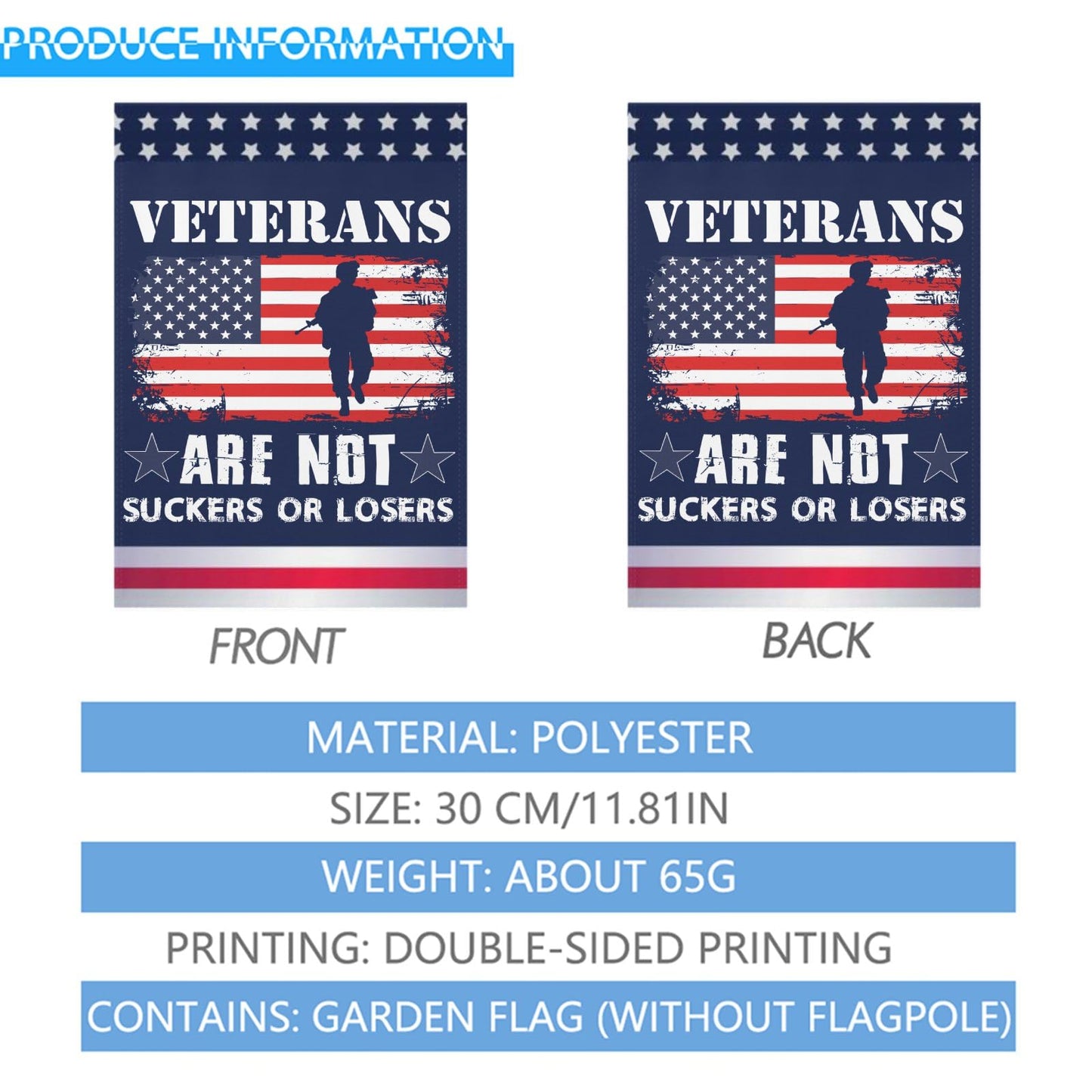 Patriotic Veterans Garden Flag - Double Sided Outdoor Decor