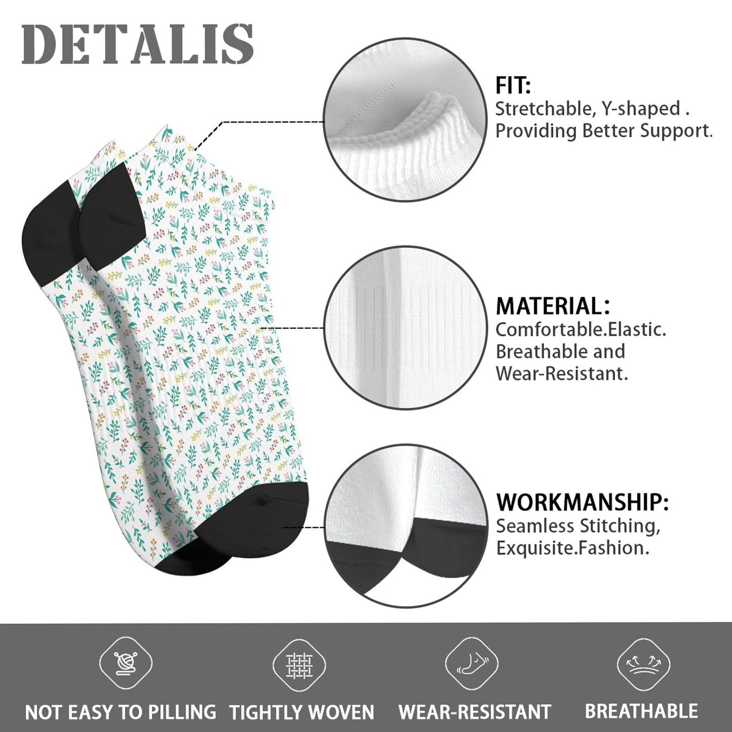 Funny Christmas Pattern Boys Ankle Socks Low Cut For Men Socks