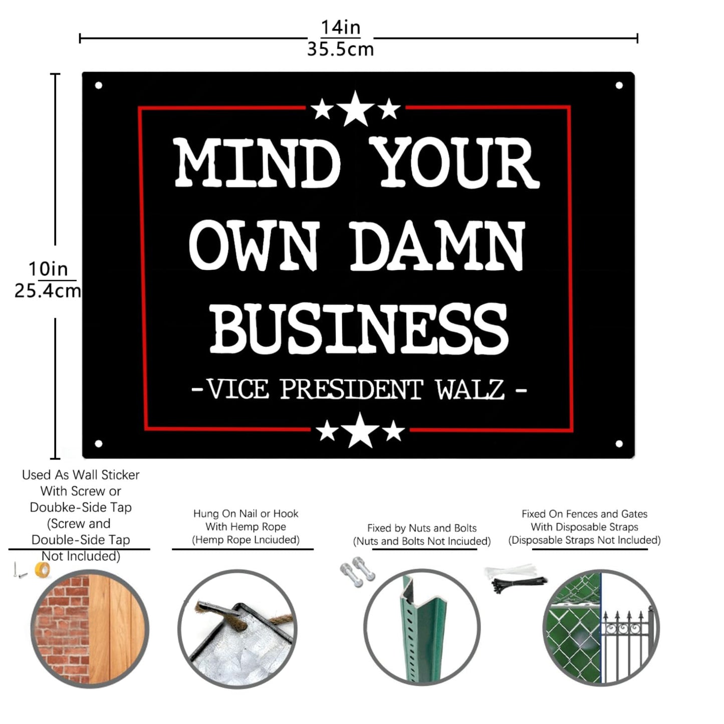 Mind Your Own Damn Business Galvanized Bar Signs Man Cave Decor For Grad One Size