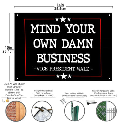 Mind Your Own Damn Business Galvanized Bar Signs Man Cave Decor For Grad One Size