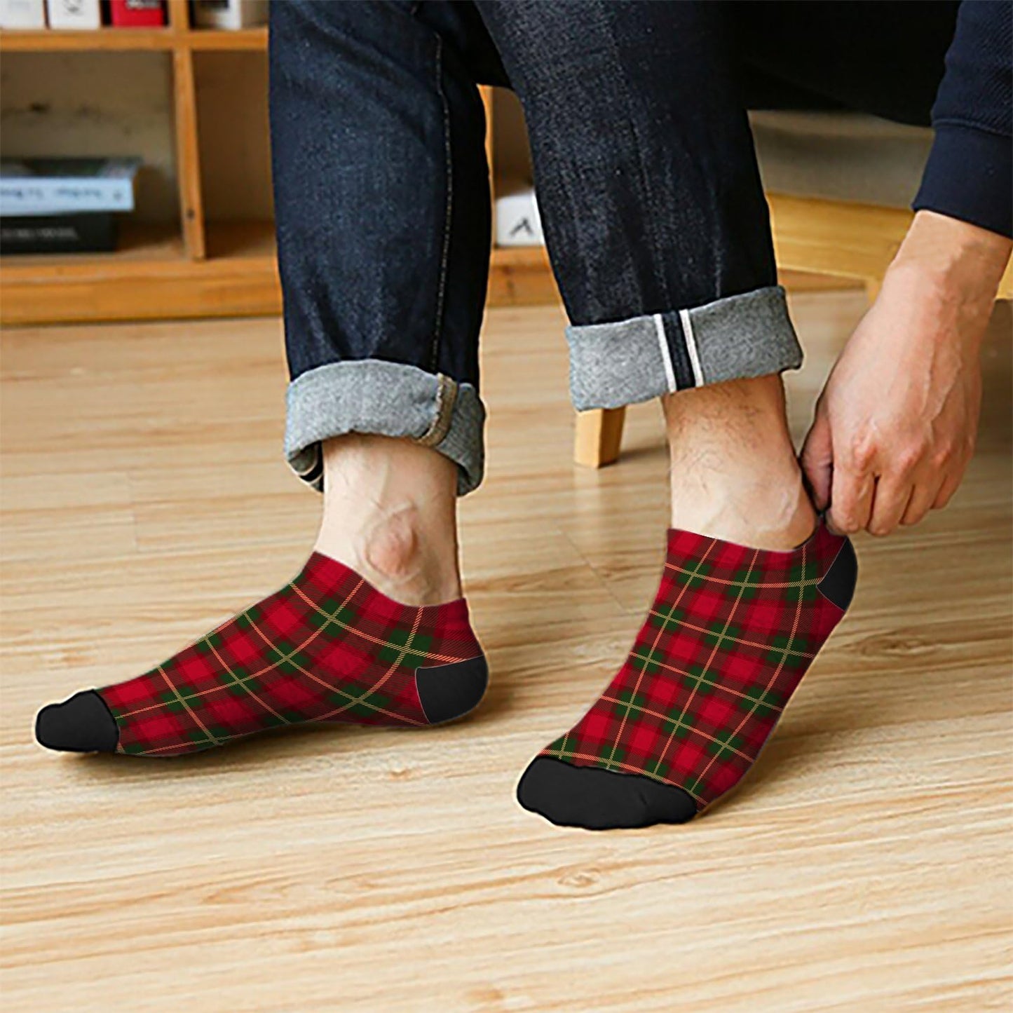 Funny Christmas Pattern Boys Ankle Socks Low Cut For Men Socks