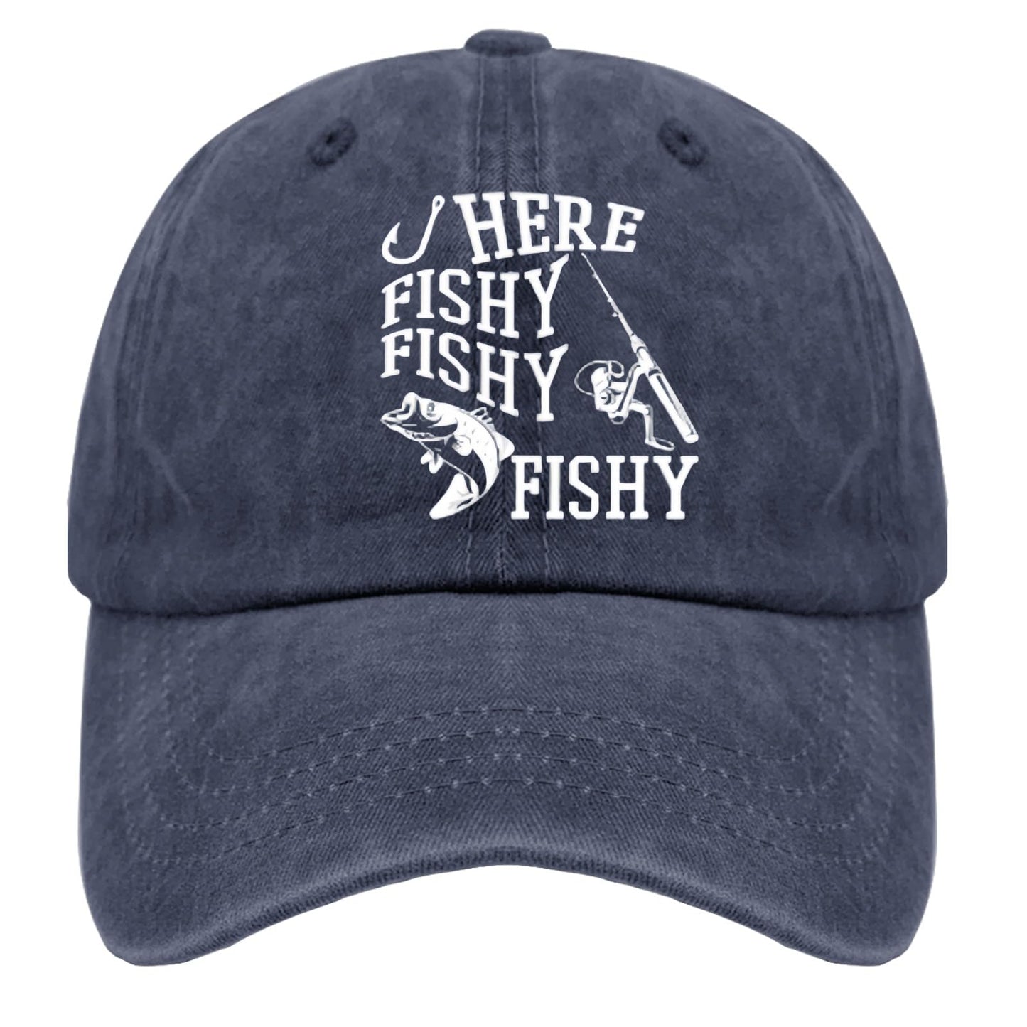 Fishing Here Fishy Fishy Fishy Hats Mesh Hat Navy Blue Womens Hats Gifts for Him Running Hat