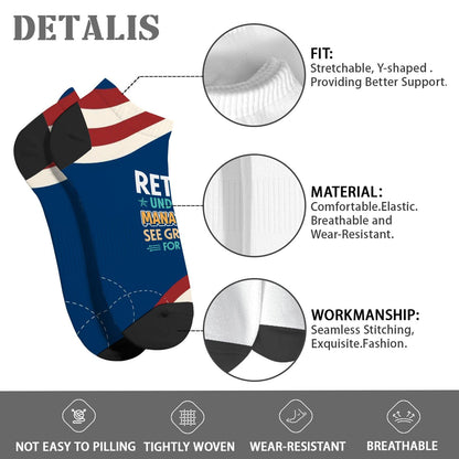 Retired Under New Management See Grandkids For Details Girls Crew Socks Casual Women's Sock