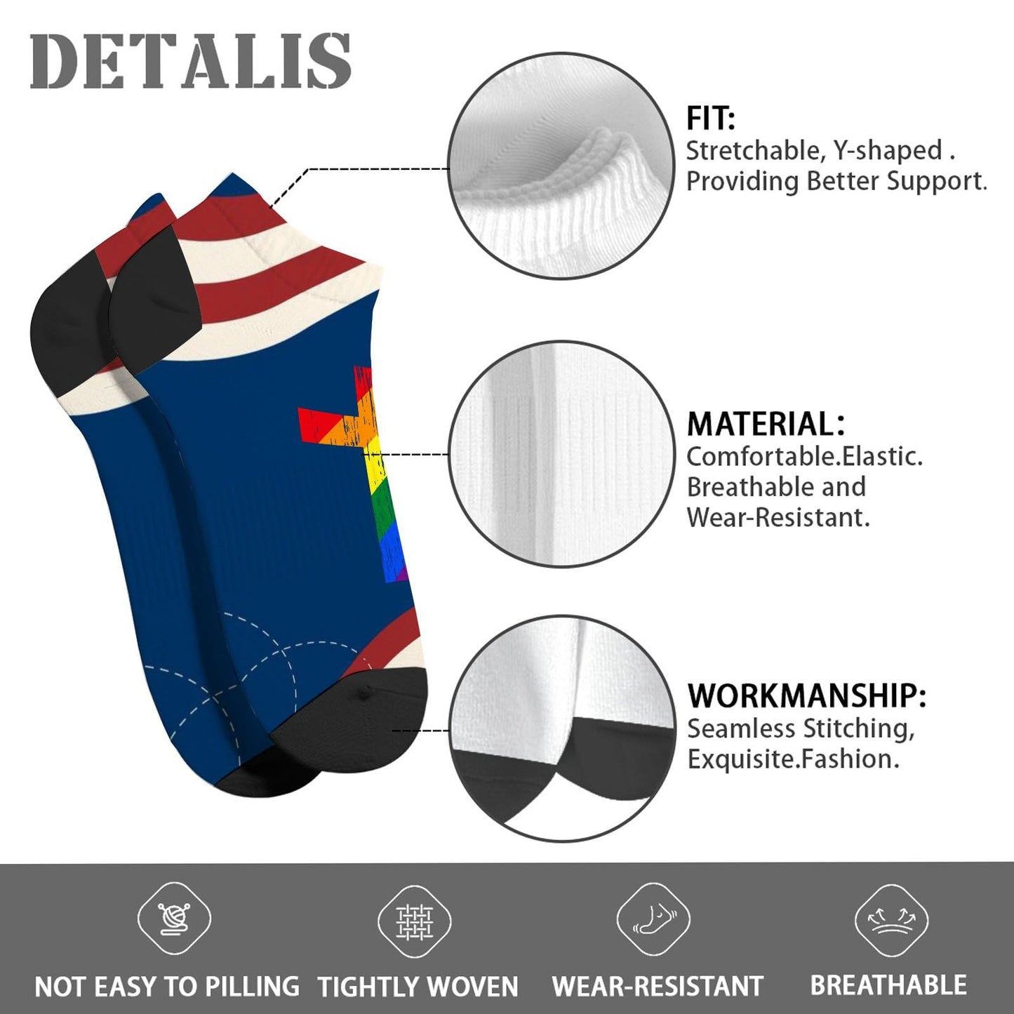 Fully Inclusive Rainbow Crew Socks for Women