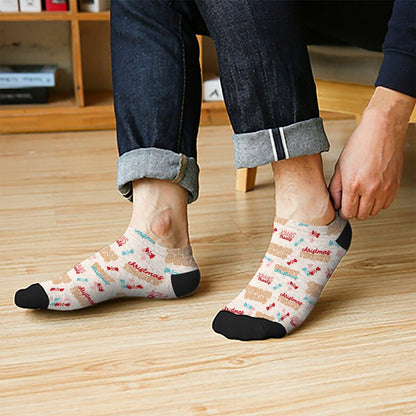 Funny Christmas Pattern Womens Cotton Socks Low Cut Socks For Men