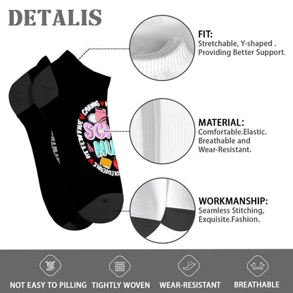 Saving The World One Ice Pack At Time School Nurse Week Men Ankle Socks Low Cut Socks For Men's