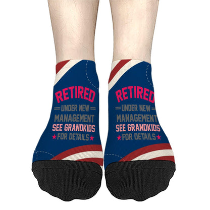 Retired Under New Management See Grandkids For Details Mens Athletic Socks Short For Women Socks