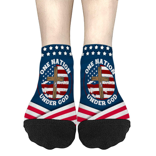 One Nation Under God Women's Ankle Socks - Invisible, Patriotic Design