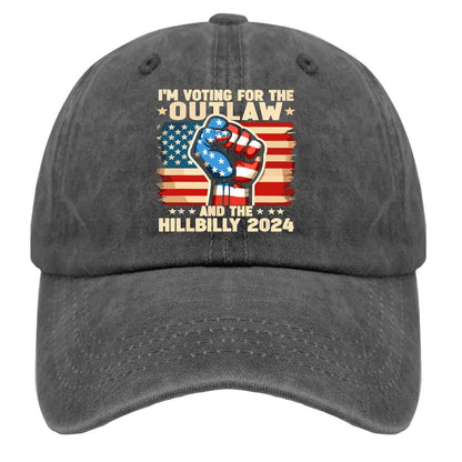 Outlaw & Hillbilly 2024 US Flag Cap - Funny Trucker Hat