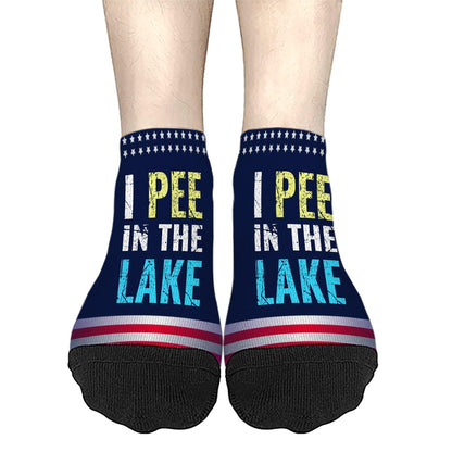 I Pee In The Lake Funny Vacation Partys Mens Crew Socks Crew Sock Women