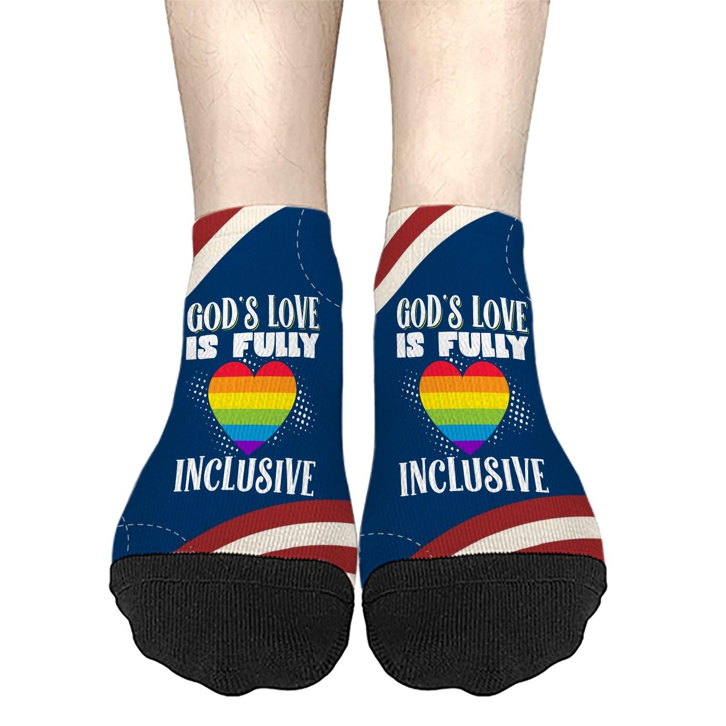 God's Love Is Fully Inclusive Rainbow Saying Womens Socks Ankle Athletic Women Socks