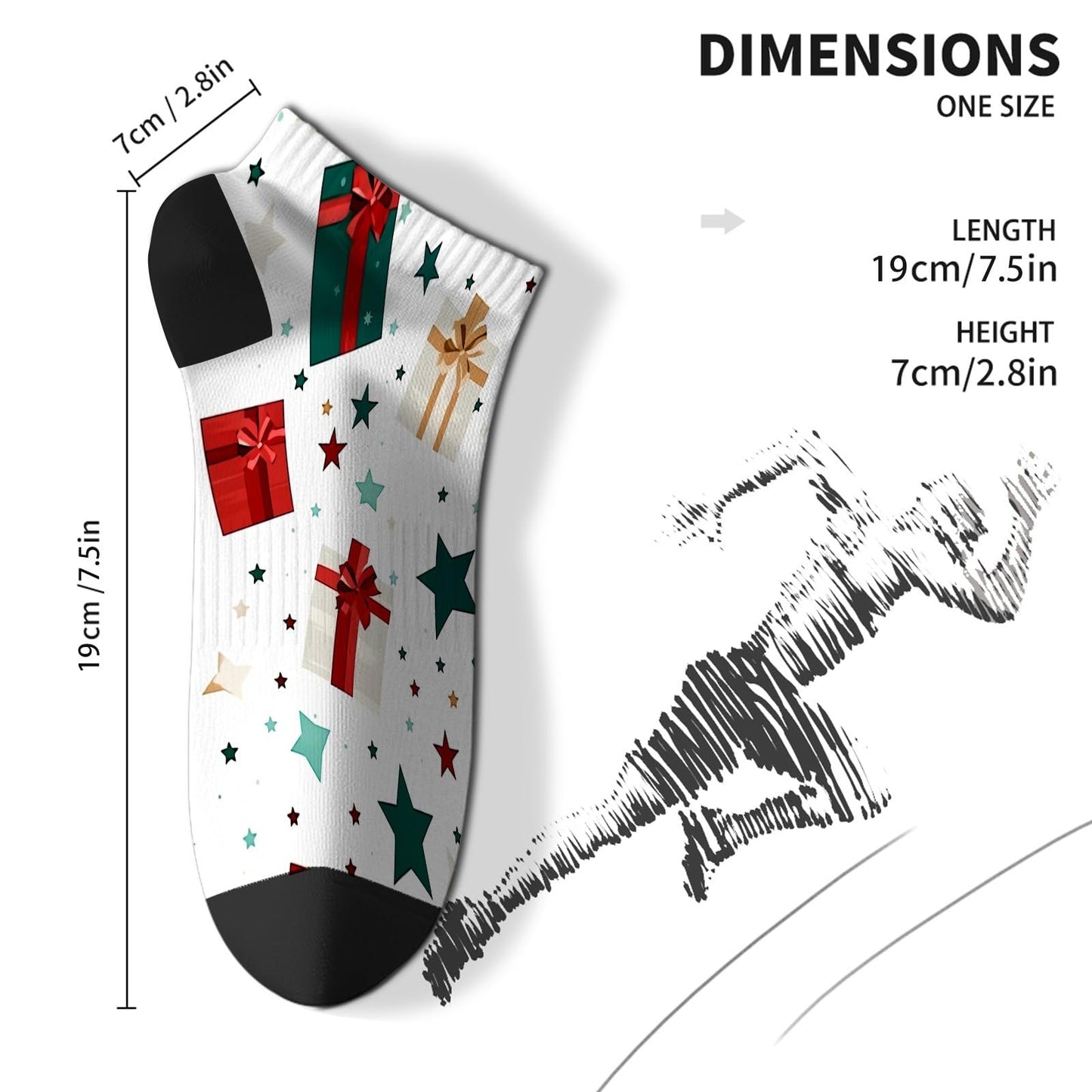 Funny Christmas Pattern Womens Cotton Socks Low Cut Socks For Men