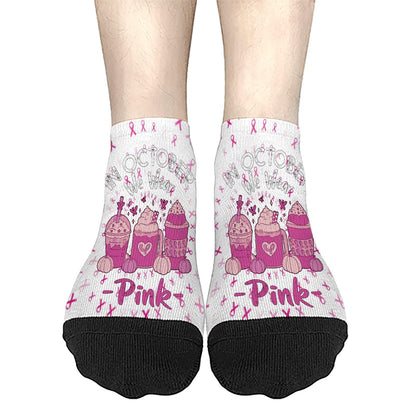 Breast Cancer Awareness Hummingbird No Show Socks Men Hidden Womens Socks