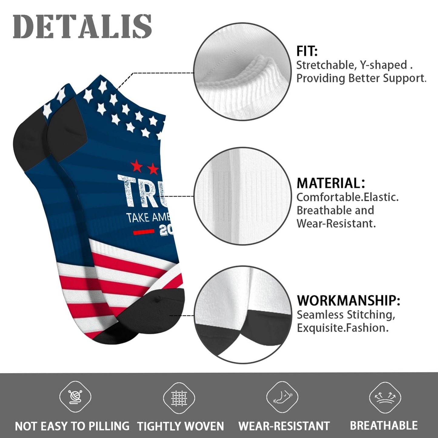 TRUMP TAKE AMERICA BACK! 2024 Womens Dress Socks Cotton Men Sock