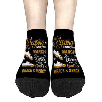 Step Into My March Girl Birthday Women Socks Ankle Hidden Sock For Men's