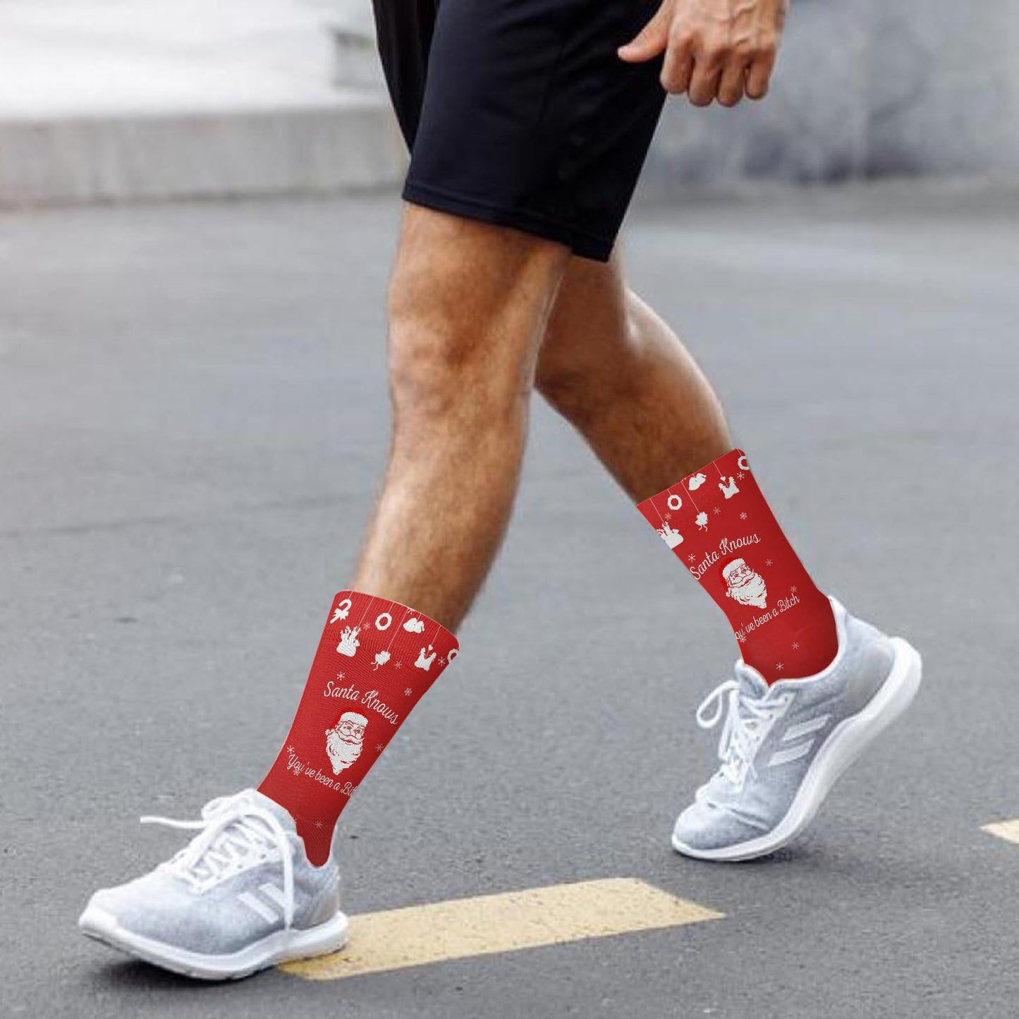 Santa Socks for Men - Colorful Crazy Design - Unisex Novelty Gift