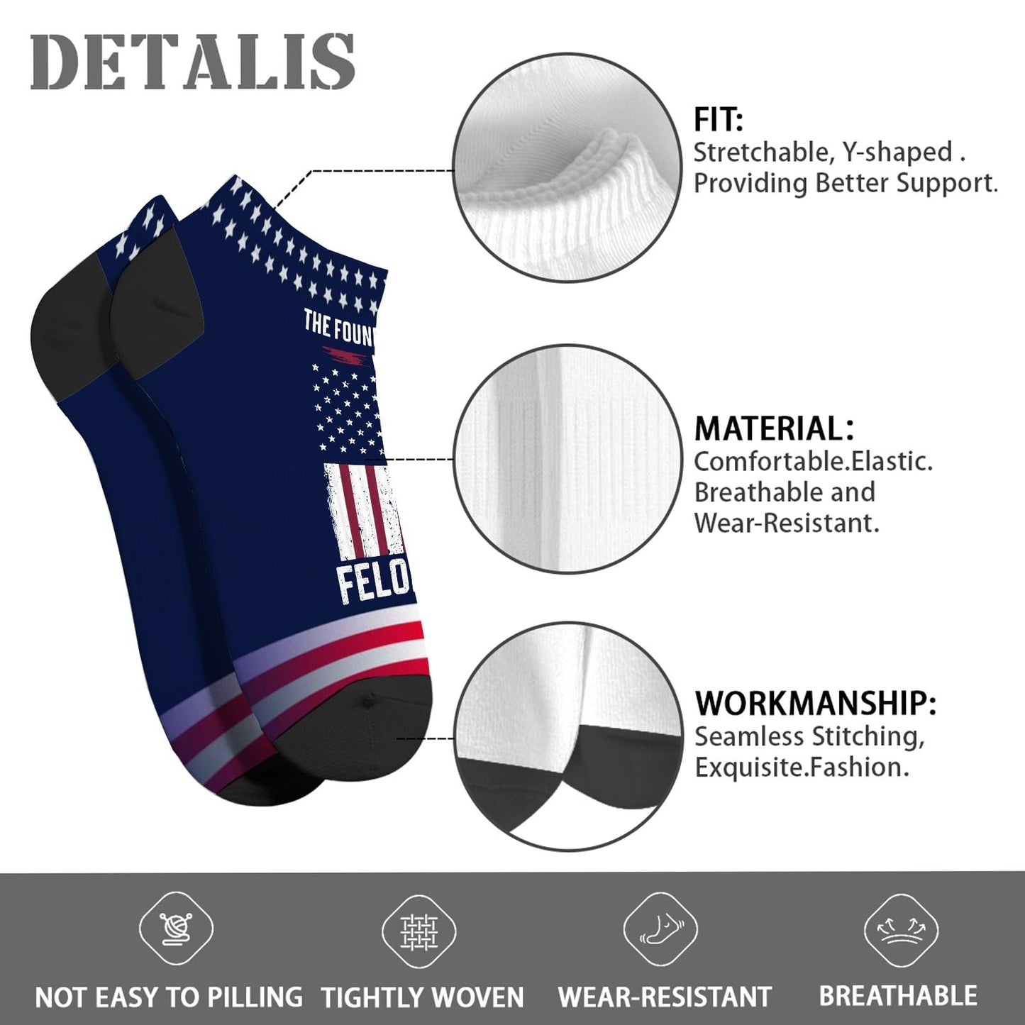 Funny The Founding Fathers Were Felons Too Meme Mens Ankle Socks No Show For Mens Socks