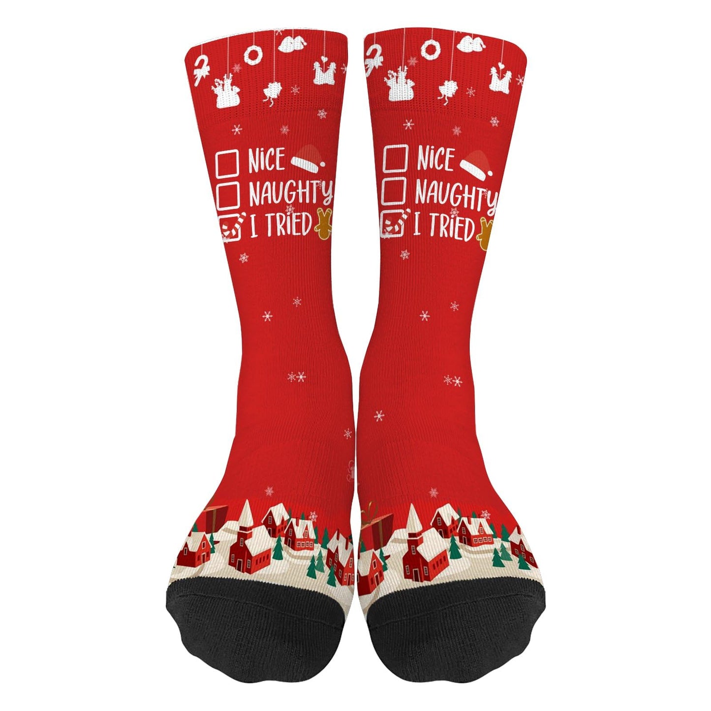 I Do It For The Ho's Inappropriate Christmas Santa Socks for Men Half Calf Sock Colorful Fancy Crazy Design socks Unisex Novelty Gifts for Boyfriends
