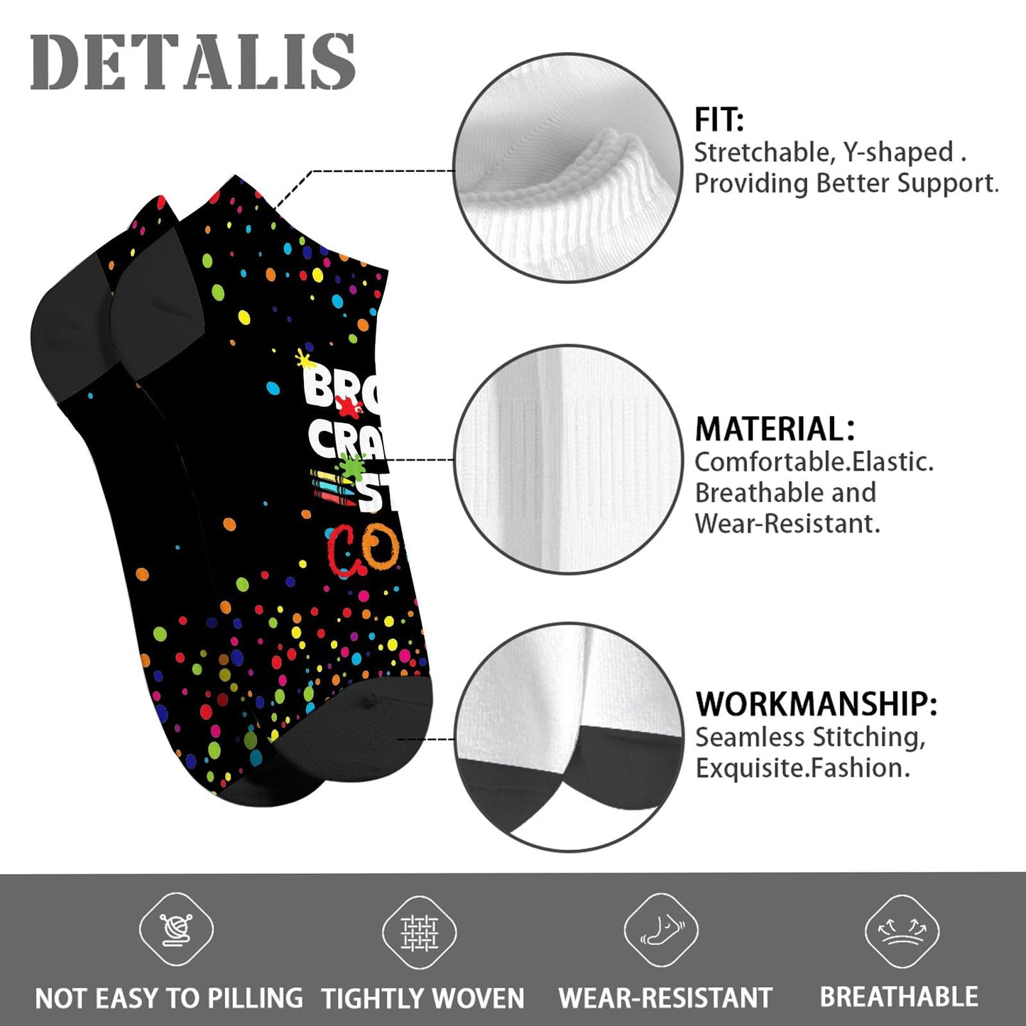 Broken Crayons Still Color Mens Dress Socks Hidden Socks For Men