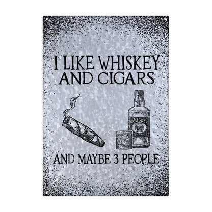 Whiskey & Cigars Outdoor Bar Metal Sign