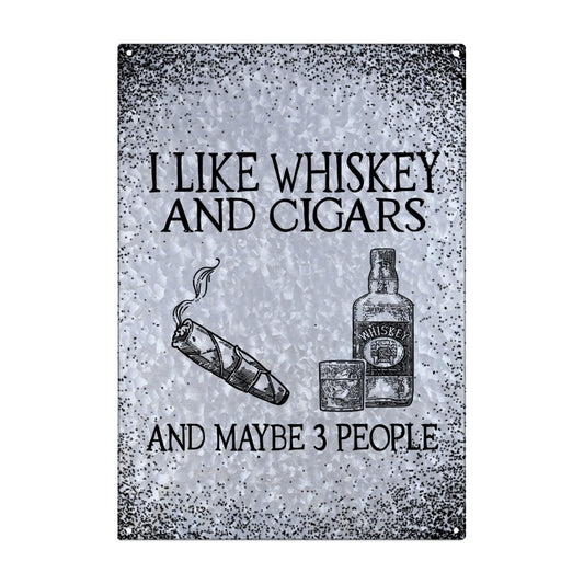 Whiskey & Cigars Outdoor Bar Metal Sign