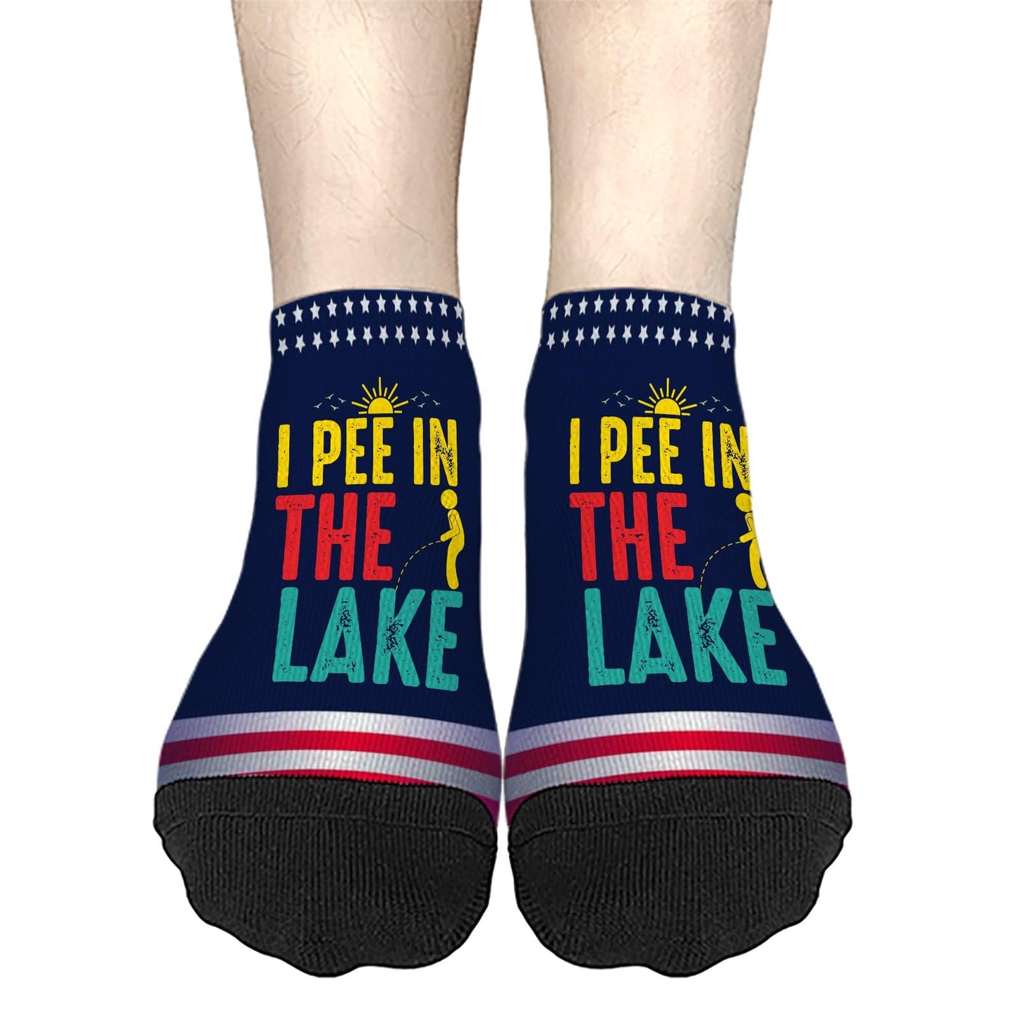 I Pee In The Lake Funny Vacation Partys Dress Socks For Men Short Socks Womens