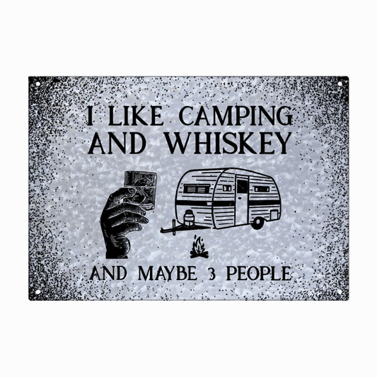 I Like Camping And Whiskey And Maybe 3 People Galvanized Bar Sign Funny Home Decor For Gaming Room One Size