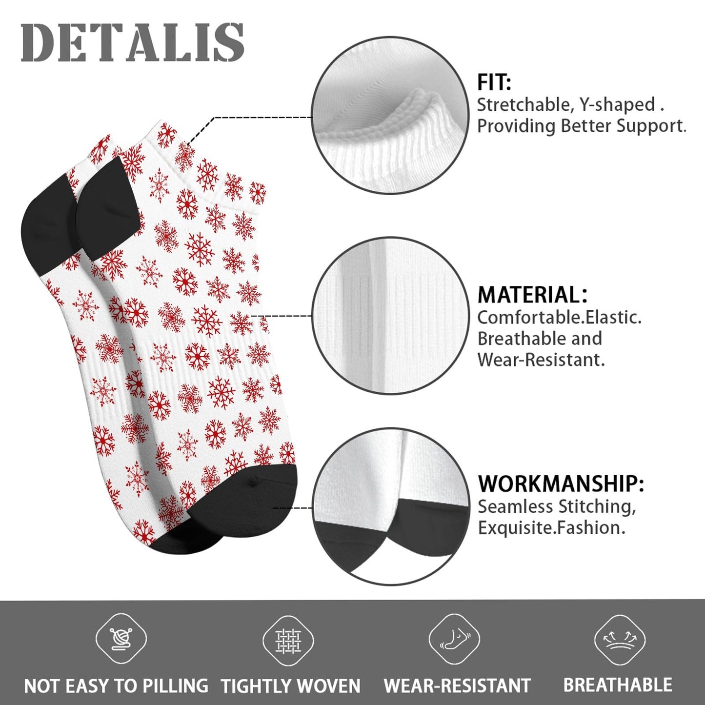 Funny Christmas Pattern No Show Socks Men Cotton Sock Mens