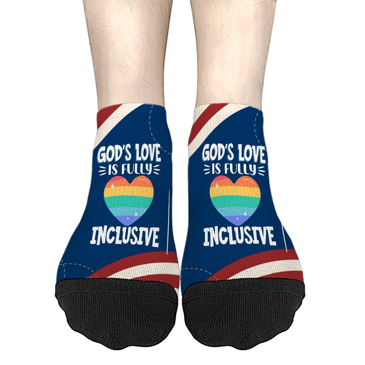 God's Love Is Fully Inclusive Rainbow Saying Womens Socks Ankle Athletic Women Socks