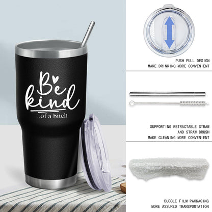 Be Kind Coffee Tumbler: Lid & Straw. Perfect for Students, Office, Gym.