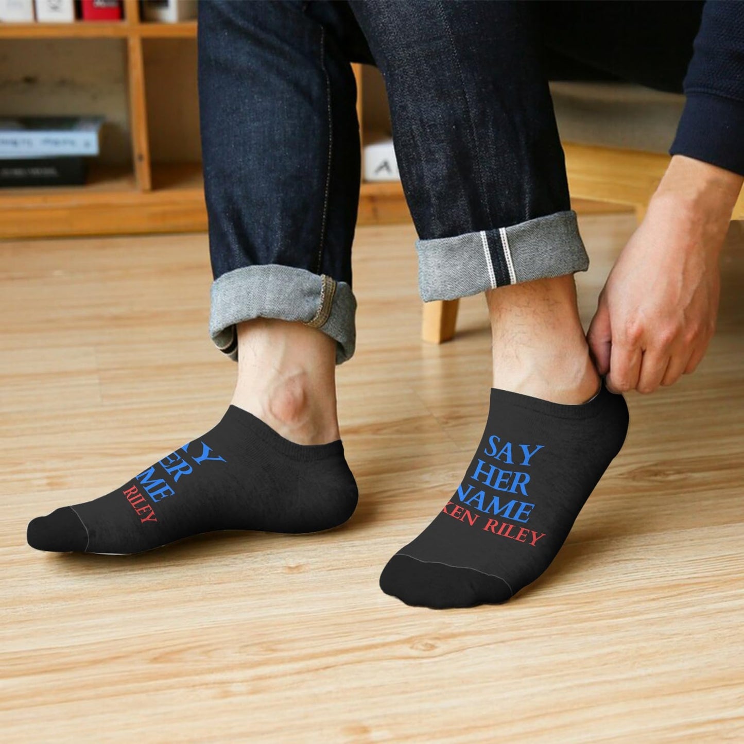 TEMLAN Say Her Name Laken Riley Low Cut Socks Low Cut Men's Sock