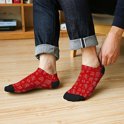 Funny Christmas Pattern Low Cut Socks Men Short Men's Sock