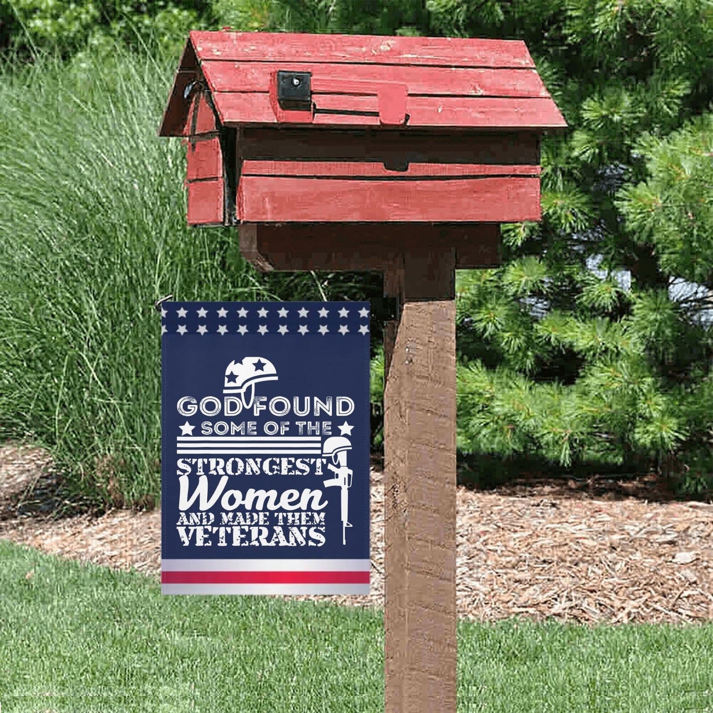 God Found Some Of The Strongest Women Veterans Garden Flags One Size Hilarious Outdoor Flags Double Sided For Rustic Funny Garden Flags