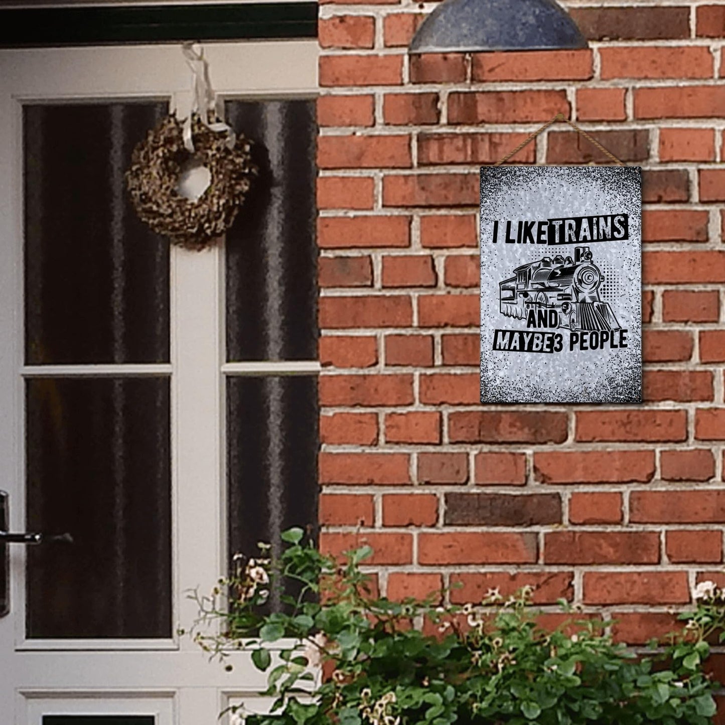 I LIKE TRAINS AND MAYBE 3 PEOPLE Galvanized Metal Sign Bathroom Decor For Home Bar One Size