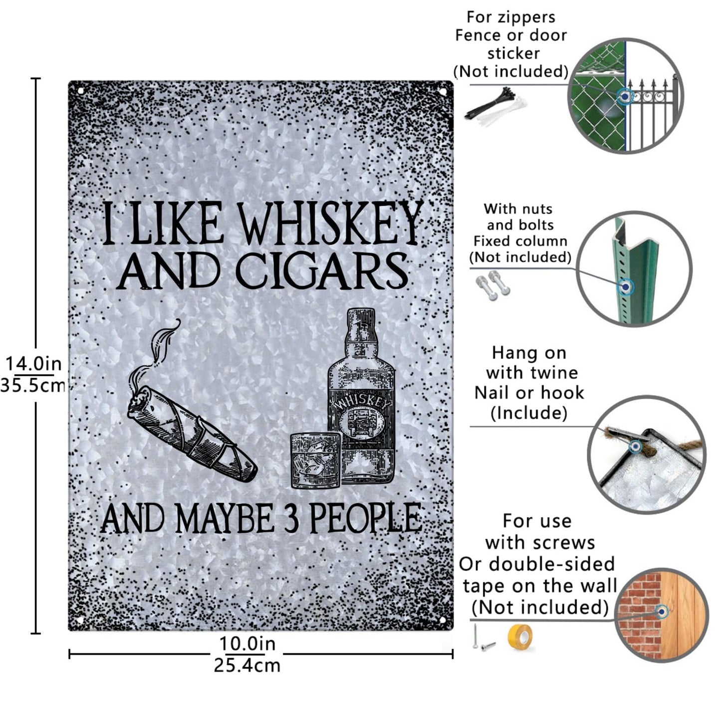 Whiskey & Cigars Outdoor Bar Metal Sign