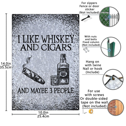 Whiskey & Cigars Outdoor Bar Metal Sign