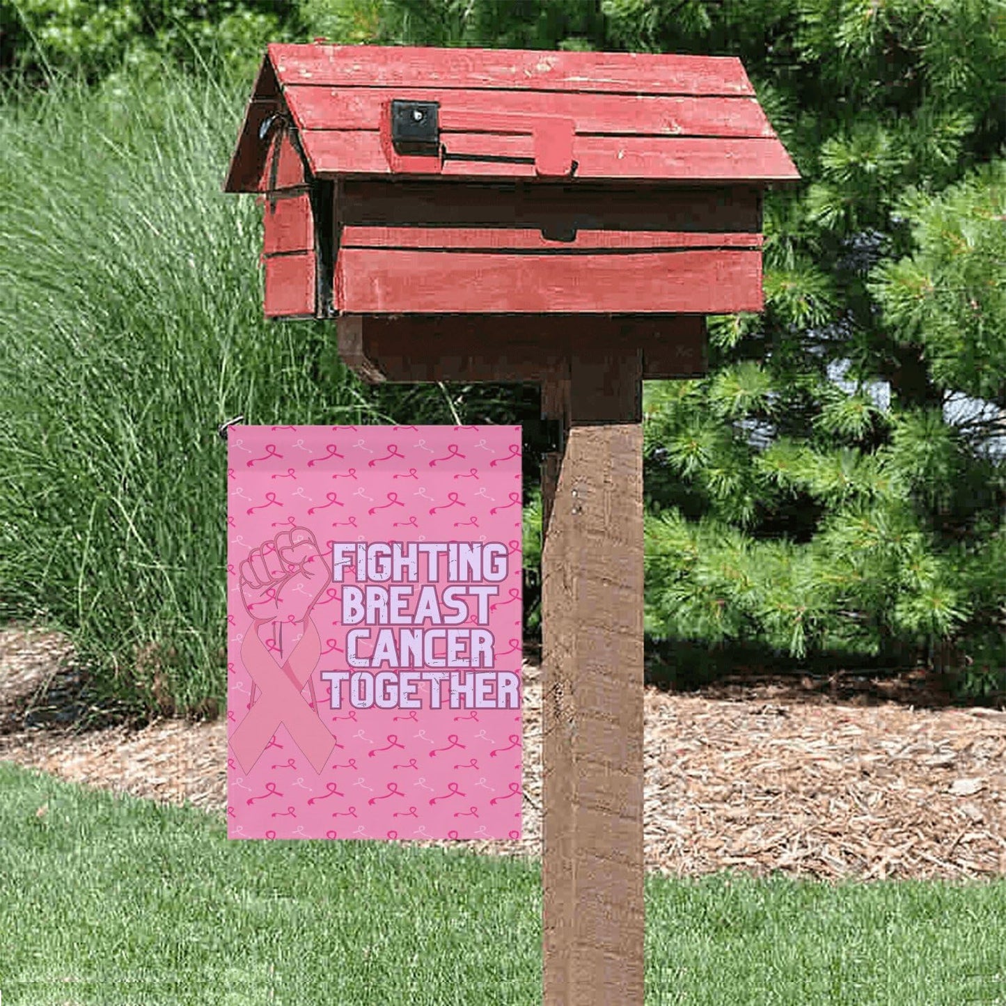 Breast Cancer Awareness Vintage Garden Flag