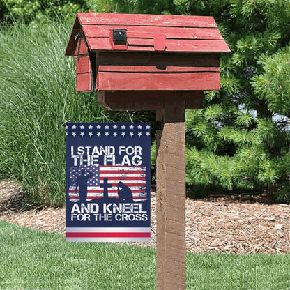 Inspirational Double Sided House Flag - Stand for the Flag, Kneel for the Cross