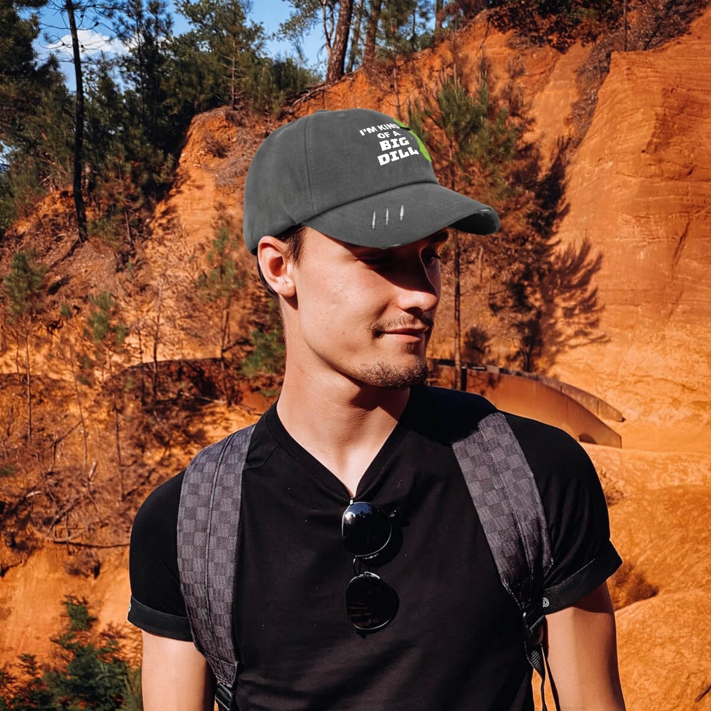 Funny Pickle Print Baseball Cap - Dark Grey