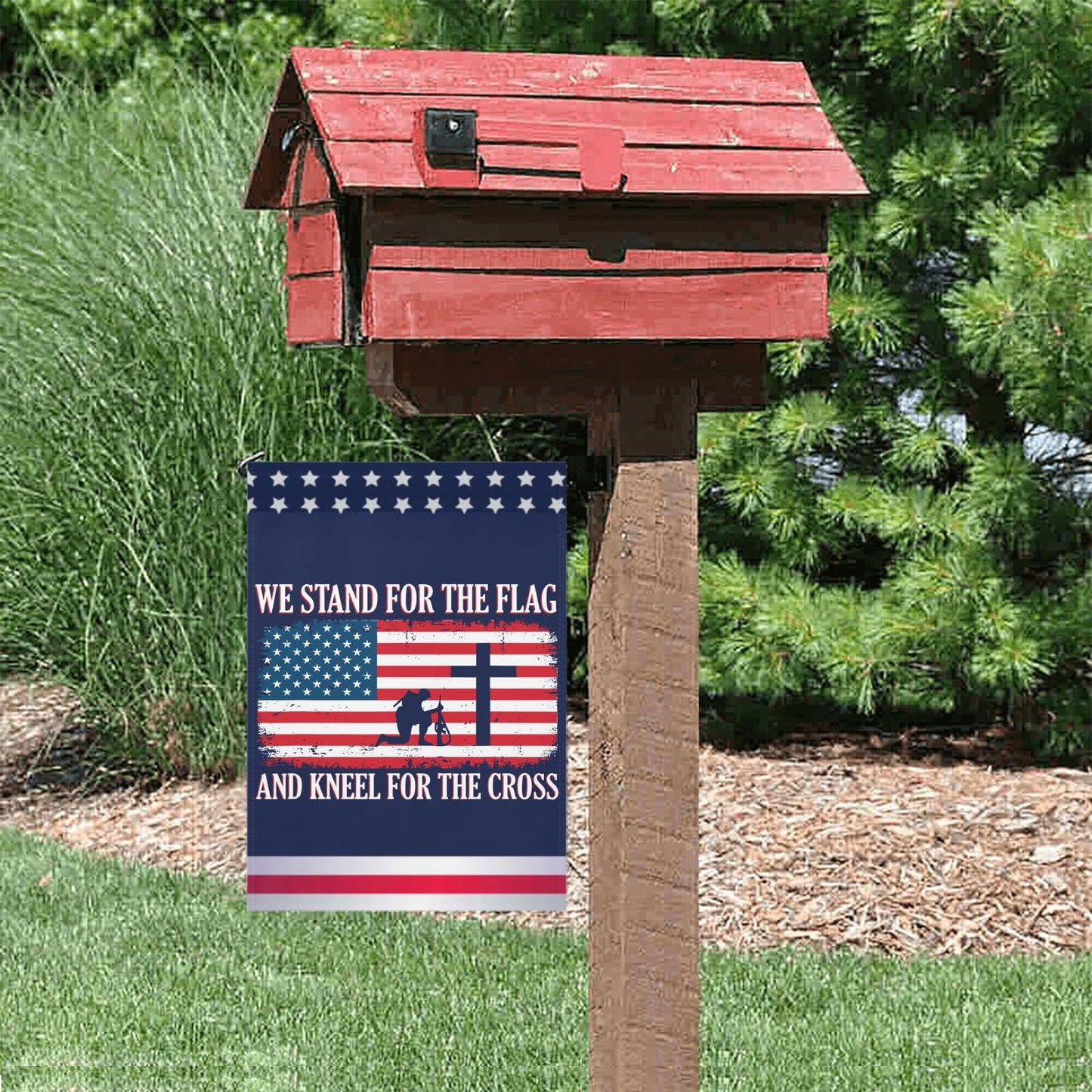 Stand For The Flag And Kneel For The Cross Yard Flag - Double Sided Outdoor Decor