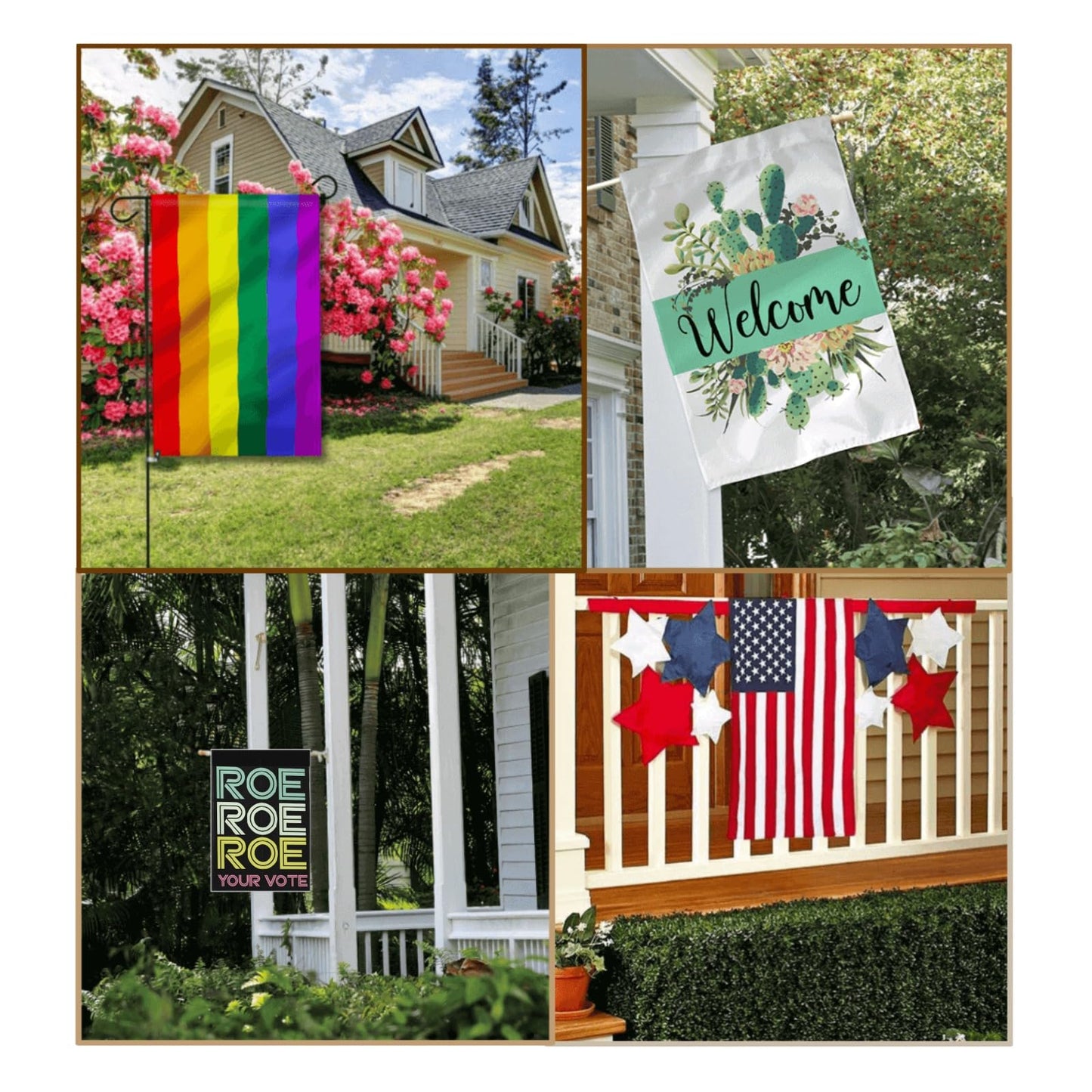 Double Sided Lighthouse Garden Flags - White