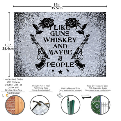 I Like Camping And Whiskey And Maybe 3 People Galvanized Bar Sign Funny Home Decor For Gaming Room One Size